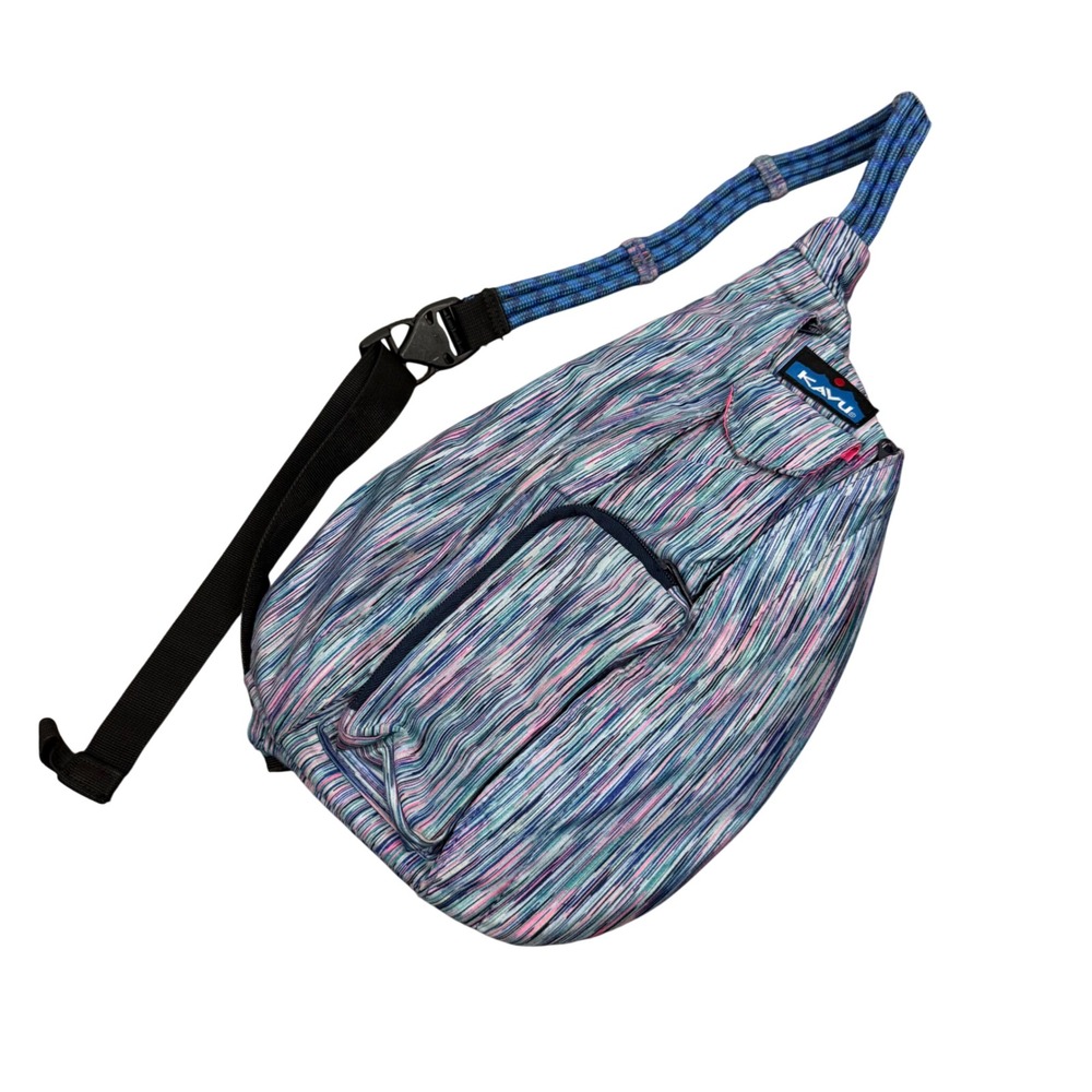 KAVU Rope Sling Bag Multi Color Stripe Print‎ Adjustable Strap